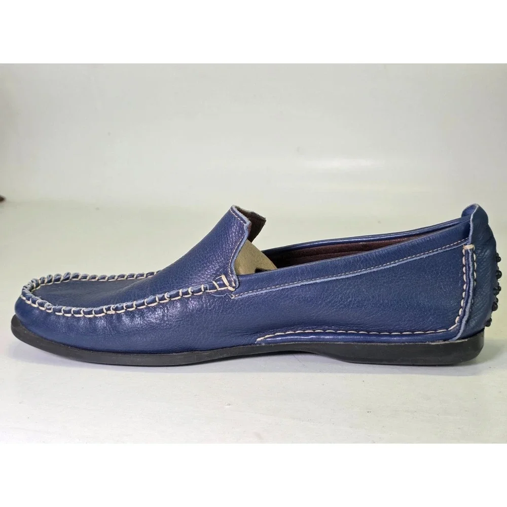 Tsonga Men's Loafers Size 10 Blue Leather‎ Slip On Driving Boat Classic Shoes